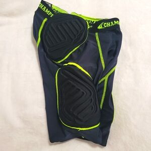CHAMPRO Bull‎ Rush pad Football Girdle, Adult SMALL Black Neon Green Shorts
